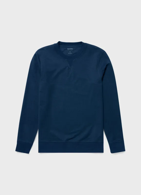 Men's DriRelease Active Sweatshirt in Marine Blue made by Sunspel