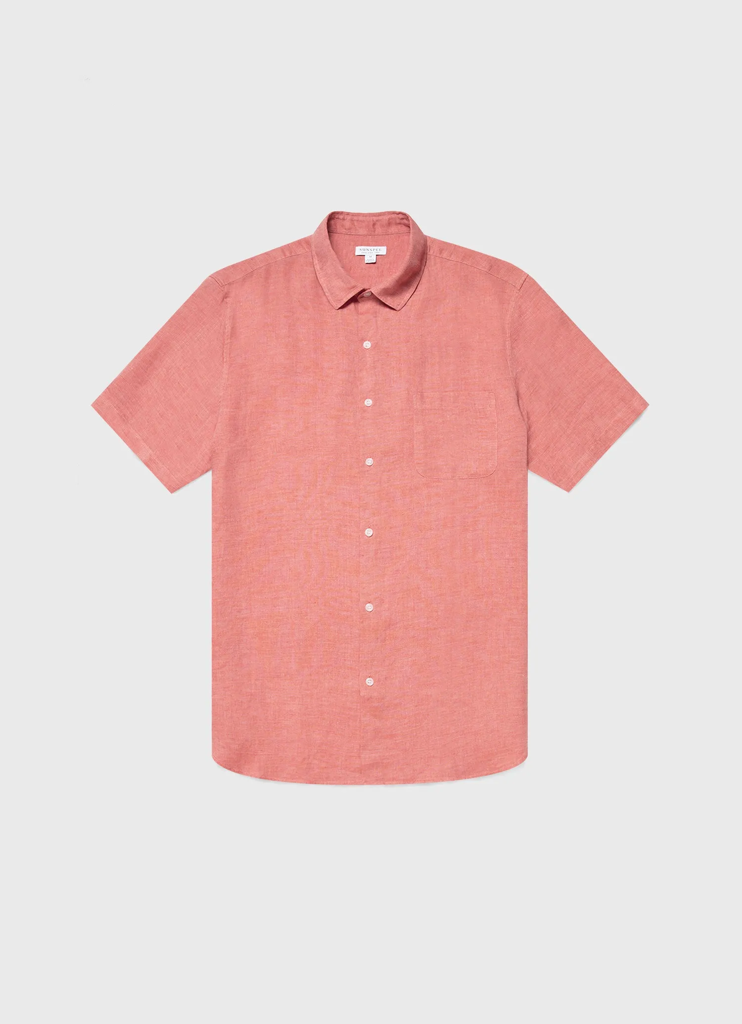 Men's Short Sleeve Linen Shirt in Burnt Sienna sold by Sunspel