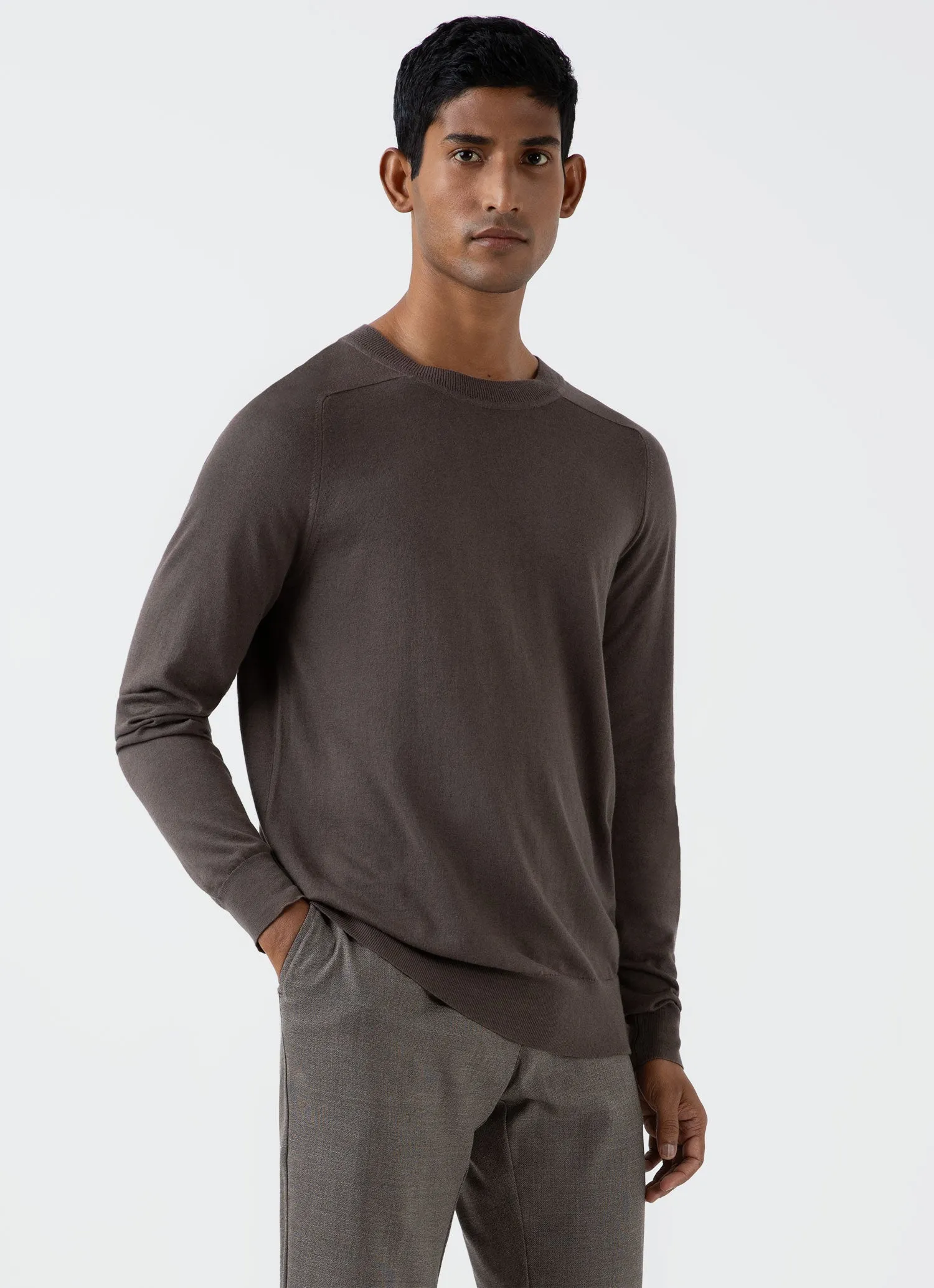Men's Sea Island Cashmere Crew Neck Jumper in Cedar sold by Sunspel product image thumbnail 2