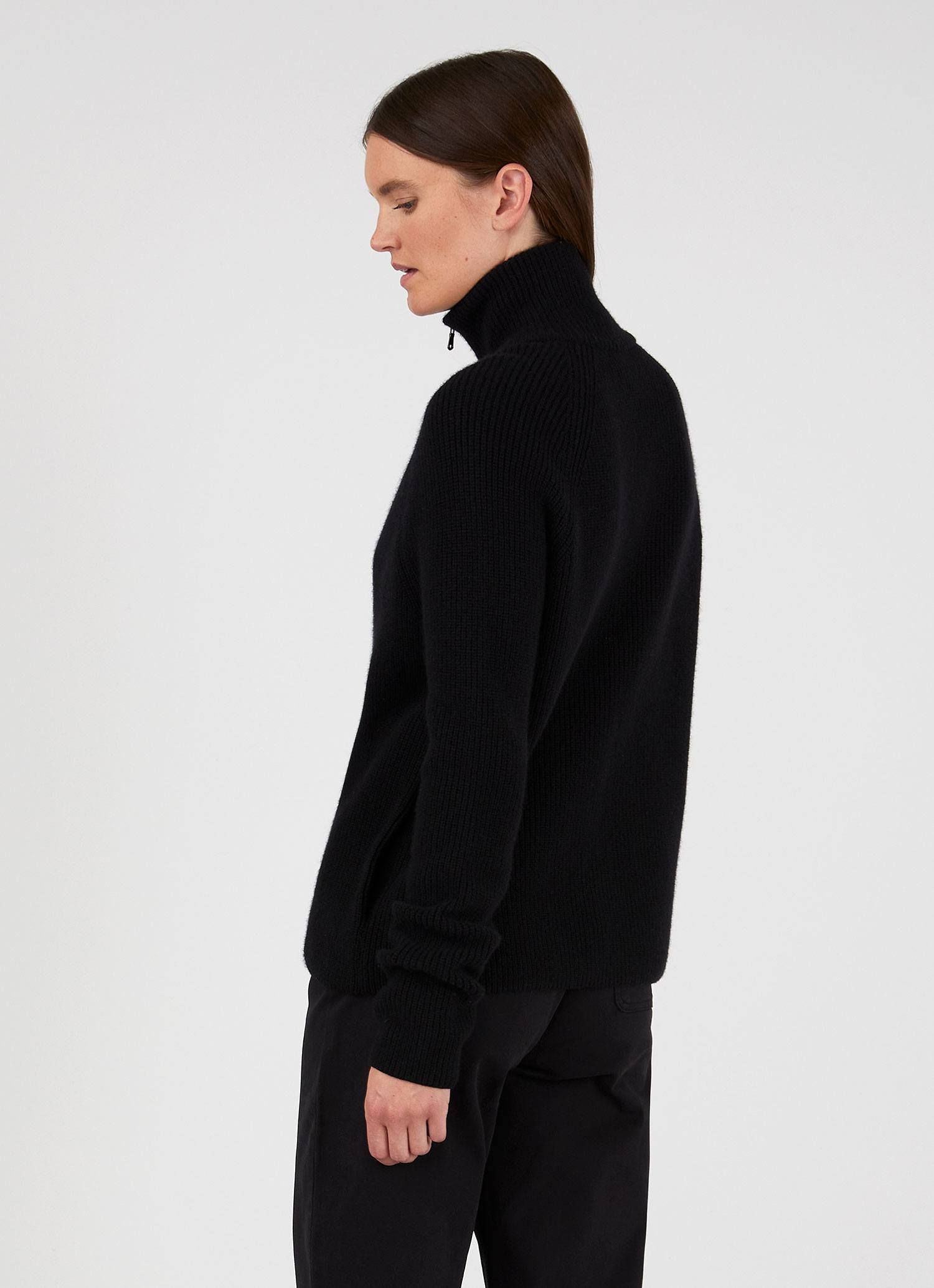 Women's Zip Knit Jacket in Black sold by Sunspel product image thumbnail 3