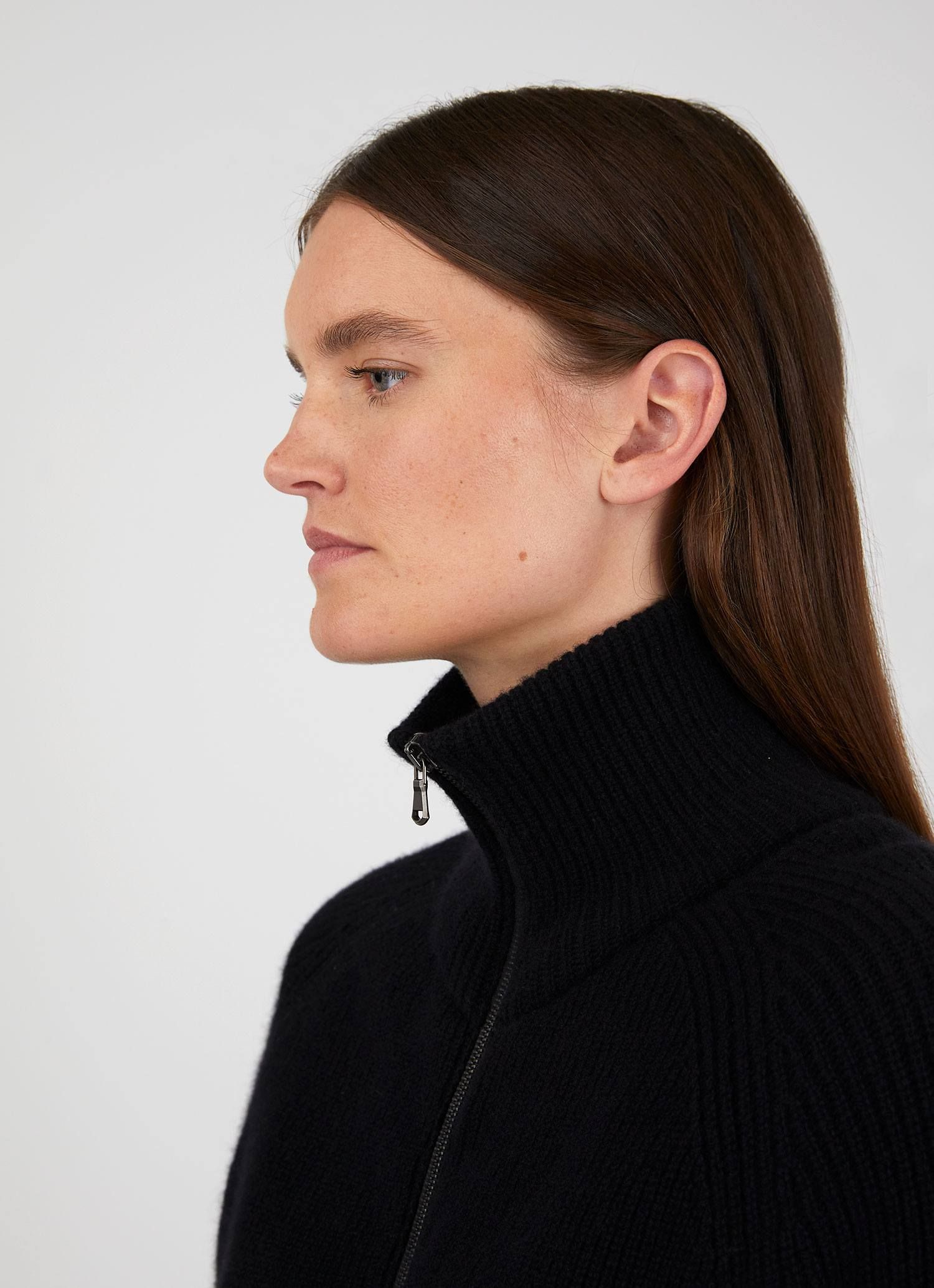 Women's Zip Knit Jacket in Black sold by Sunspel product image thumbnail 4