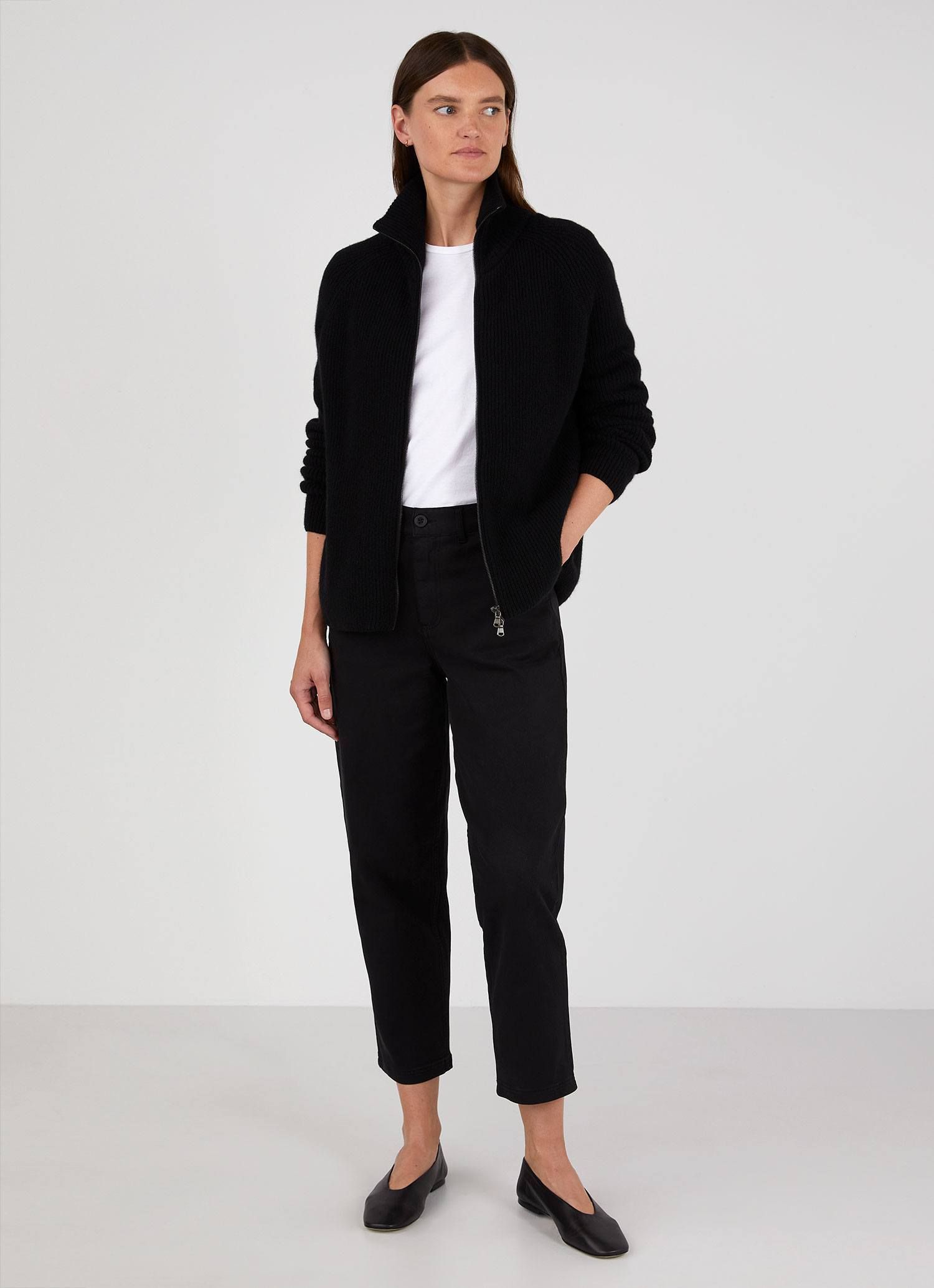 Women's Zip Knit Jacket in Black sold by Sunspel product image thumbnail 2
