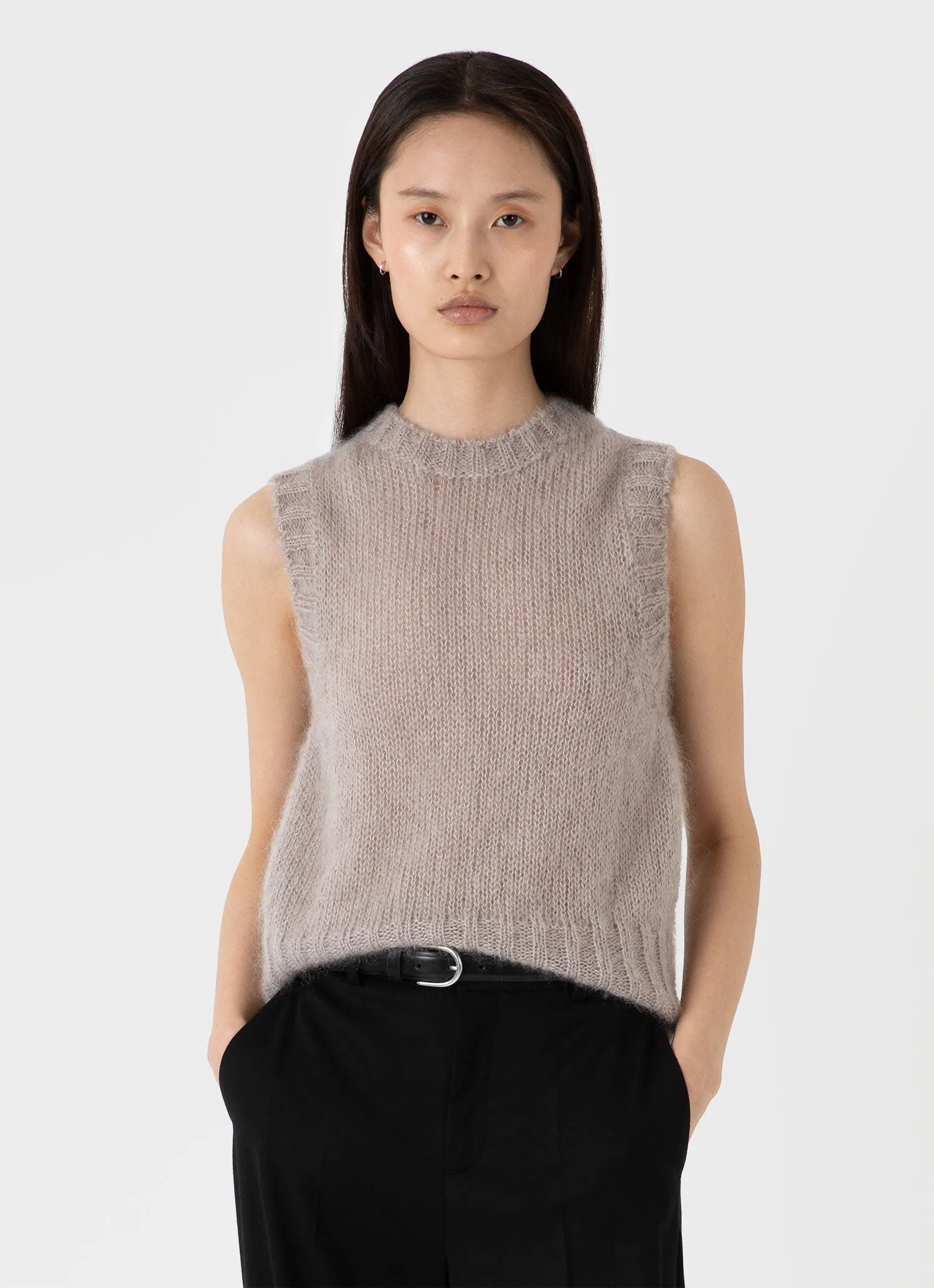 Women's Mohair Silk Vest in Sandstone sold by Sunspel
