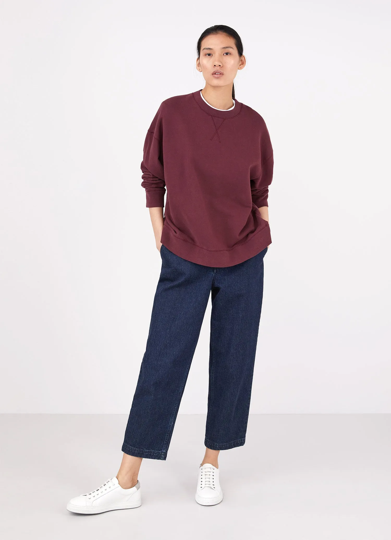 Women's Relaxed Loopback Sweatshirt in Port sold by Sunspel product image thumbnail 3