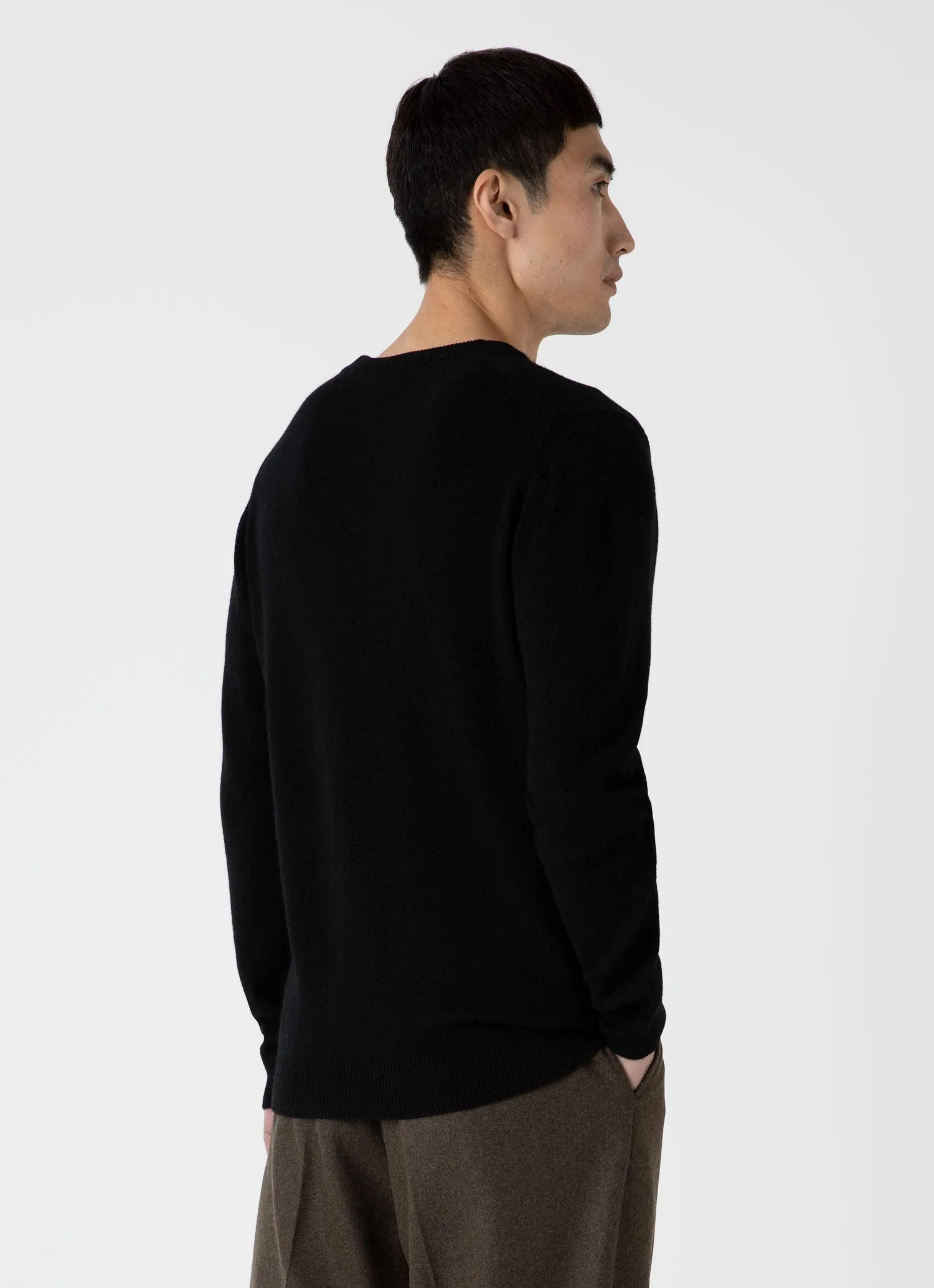 Men's Cashmere Crew Neck Jumper in Black sold by Sunspel product image thumbnail 5
