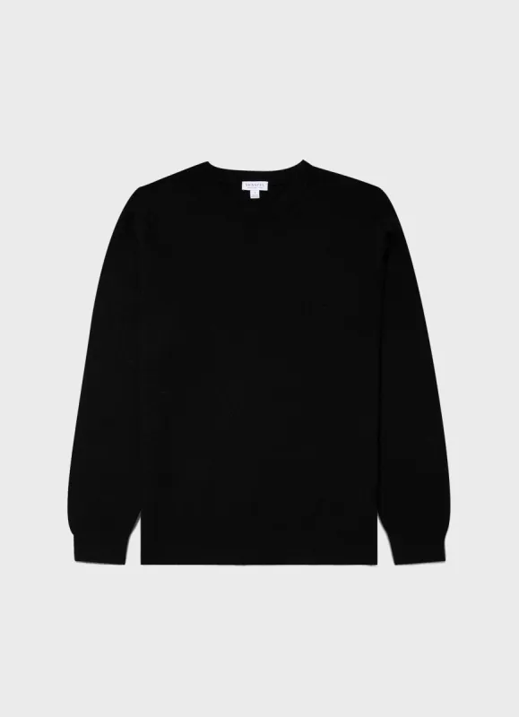 Men's Cashmere Crew Neck Jumper in Black sold by Sunspel