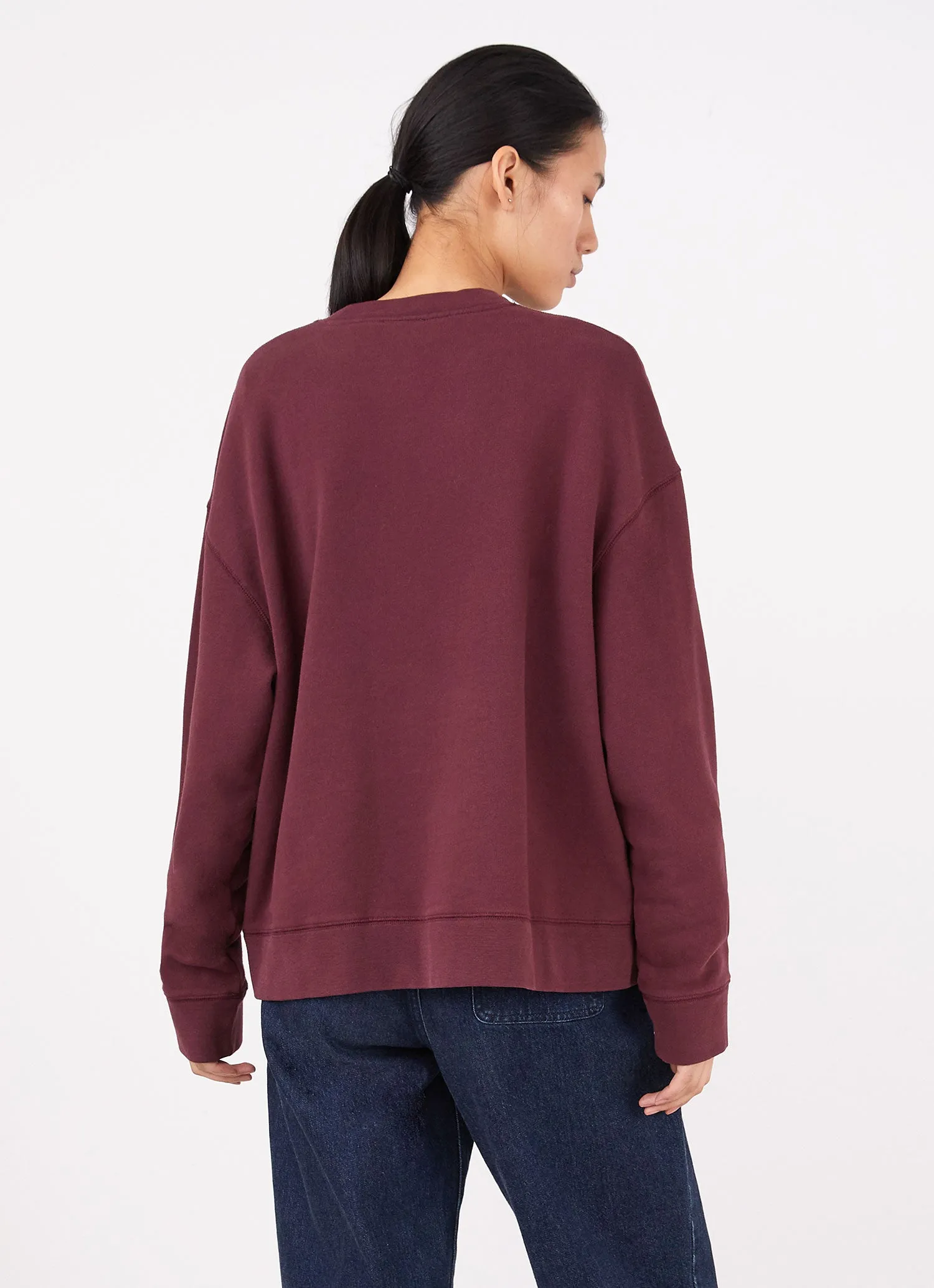 Women's Relaxed Loopback Sweatshirt in Port sold by Sunspel product image thumbnail 4
