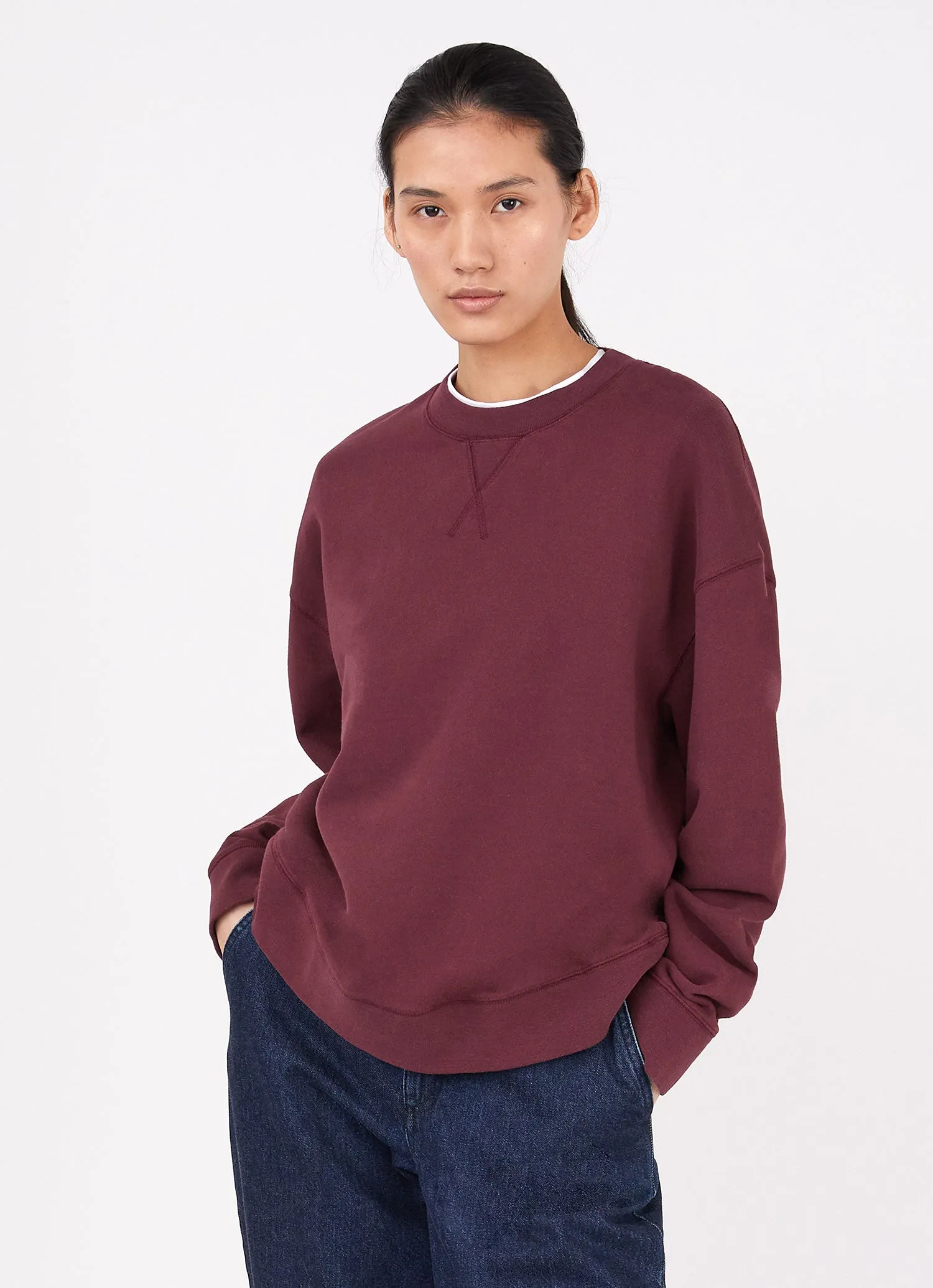 Women's Relaxed Loopback Sweatshirt in Port sold by Sunspel