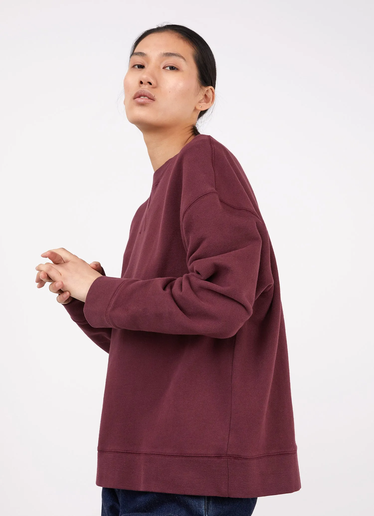 Women's Relaxed Loopback Sweatshirt in Port sold by Sunspel product image thumbnail 2