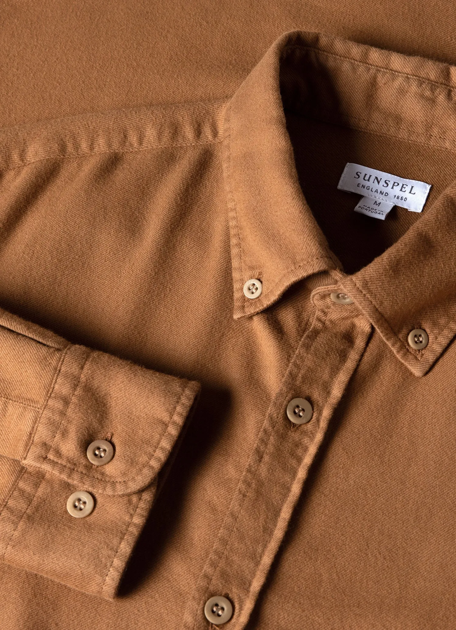 Men's Button Down Flannel Shirt in Dark Camel sold by Sunspel product image thumbnail 4