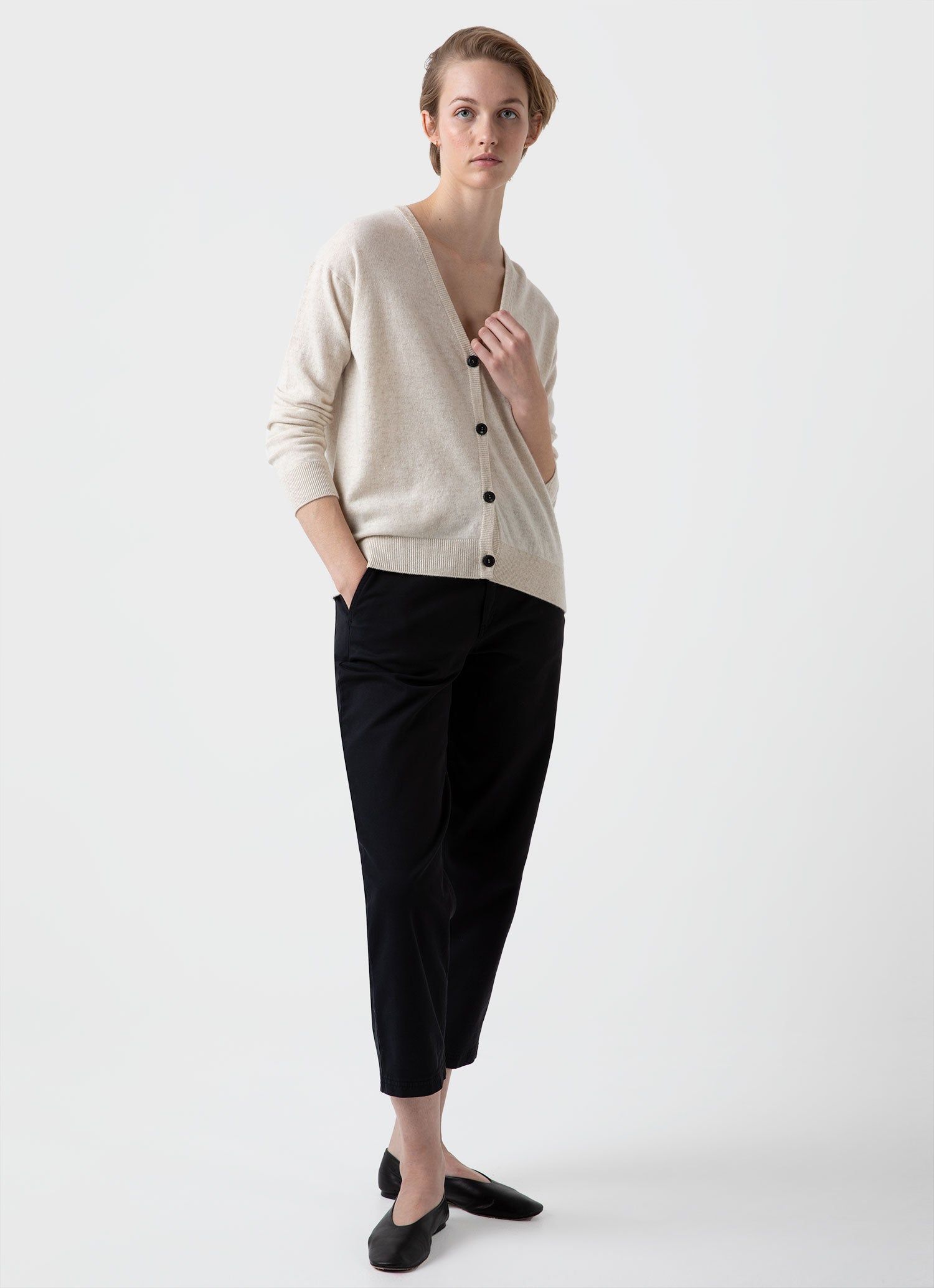 Women's Cashmere Cardigan in Natural Ecru sold by Sunspel product image thumbnail 2