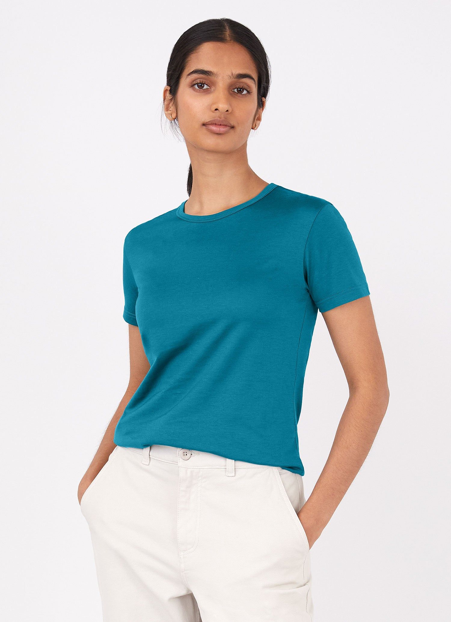 Women's Classic T-shirt in Lagoon Blue sold by Sunspel product image thumbnail 2
