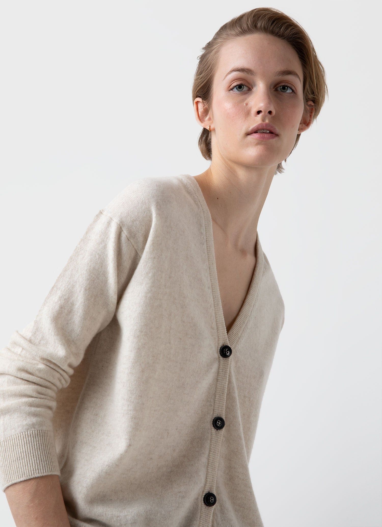 Women's Cashmere Cardigan in Natural Ecru sold by Sunspel