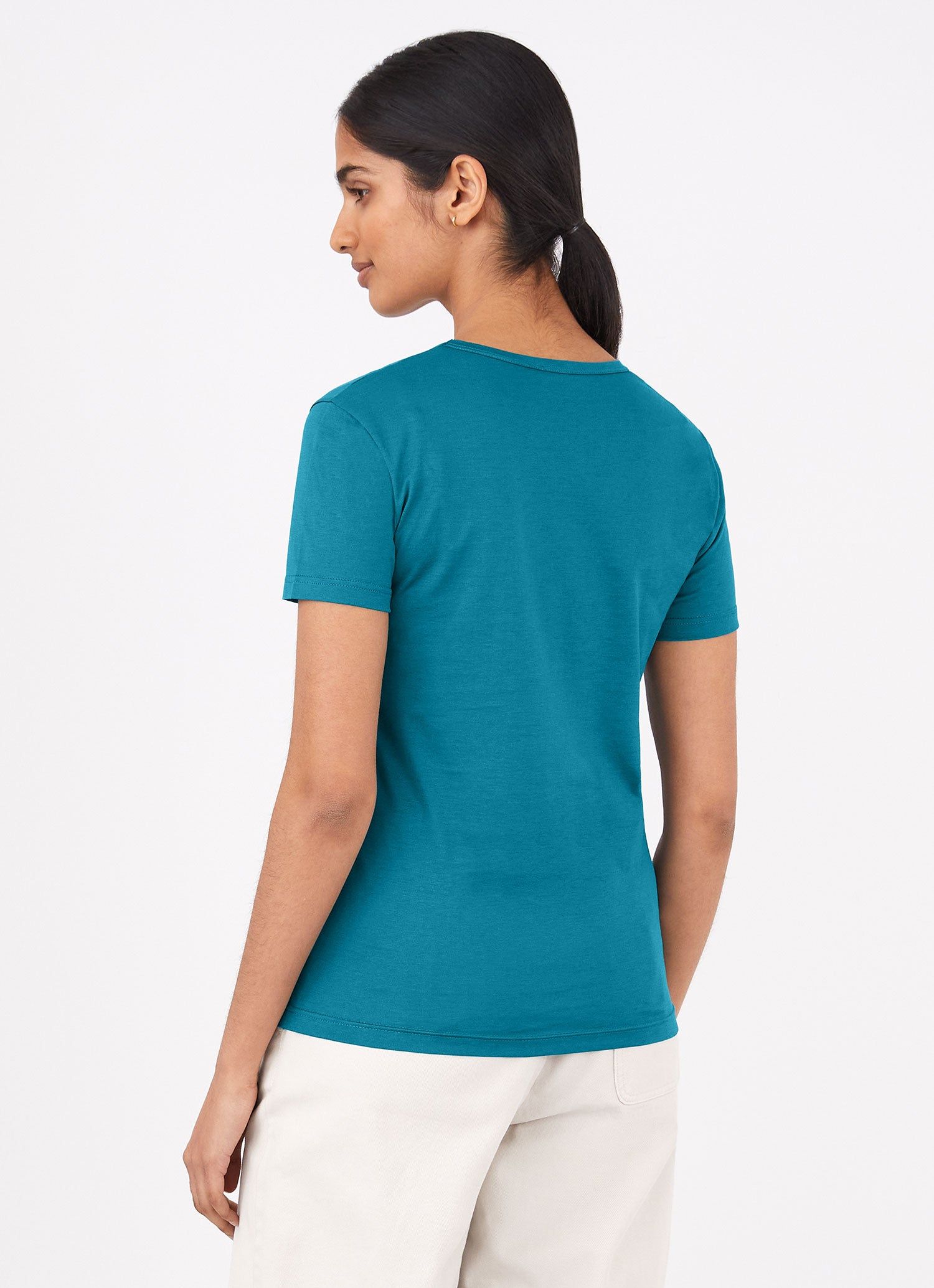 Women's Classic T-shirt in Lagoon Blue sold by Sunspel product image thumbnail 4