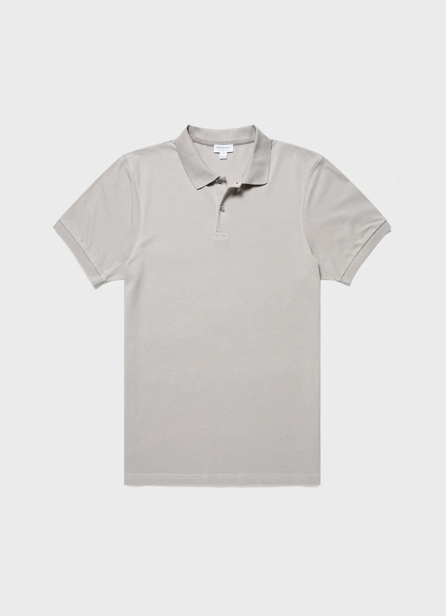 Men's Piqué Polo Shirt in Mid Grey sold by Sunspel