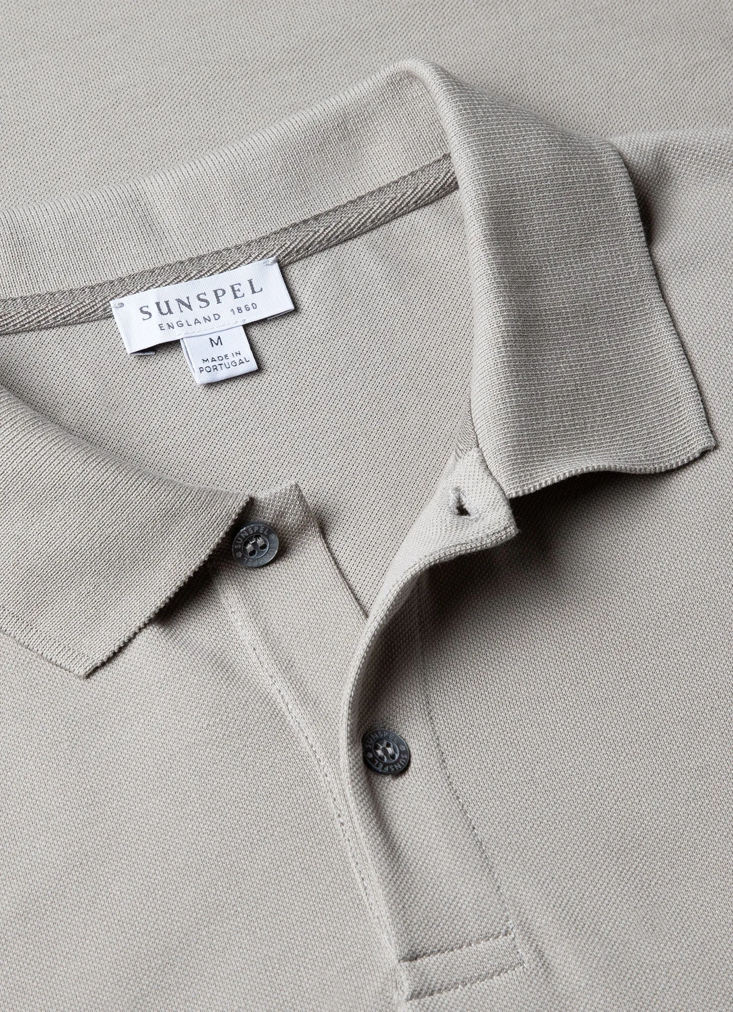Men's Piqué Polo Shirt in Mid Grey sold by Sunspel product image thumbnail 4