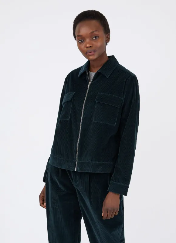 Women's Wide Wale Corduroy Zip Jacket in Forest sold by Sunspel