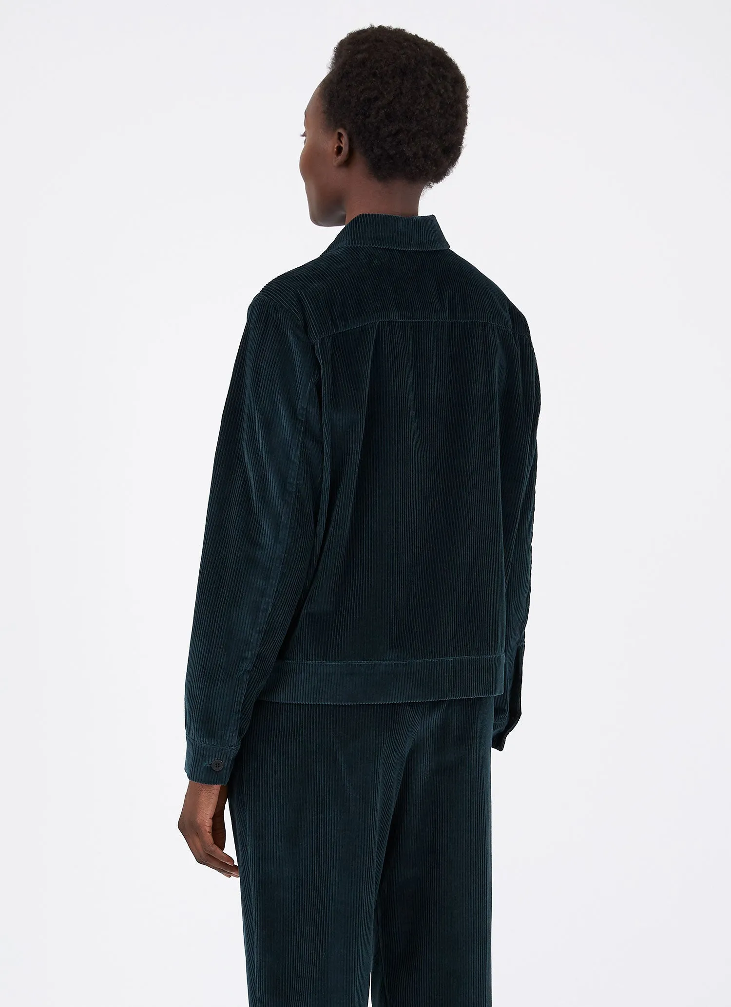 Women's Wide Wale Corduroy Zip Jacket in Forest sold by Sunspel product image thumbnail 3