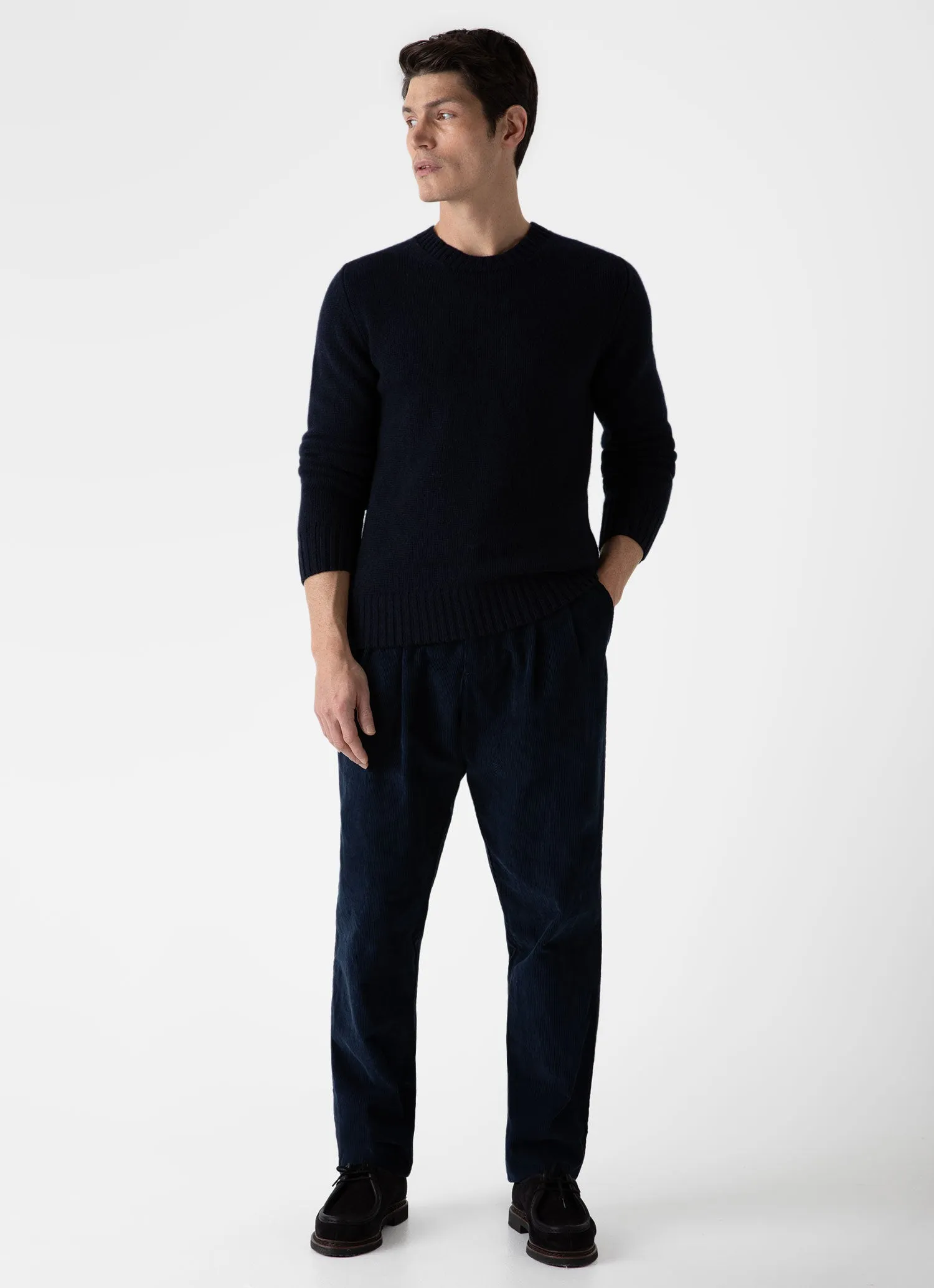 Men's Roxburgh Cashmere Jumper in Navy sold by Sunspel product image thumbnail 3