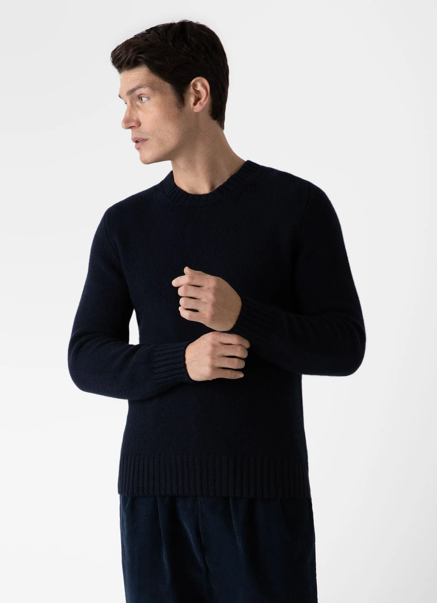 Men's Roxburgh Cashmere Jumper in Navy sold by Sunspel product image thumbnail 2