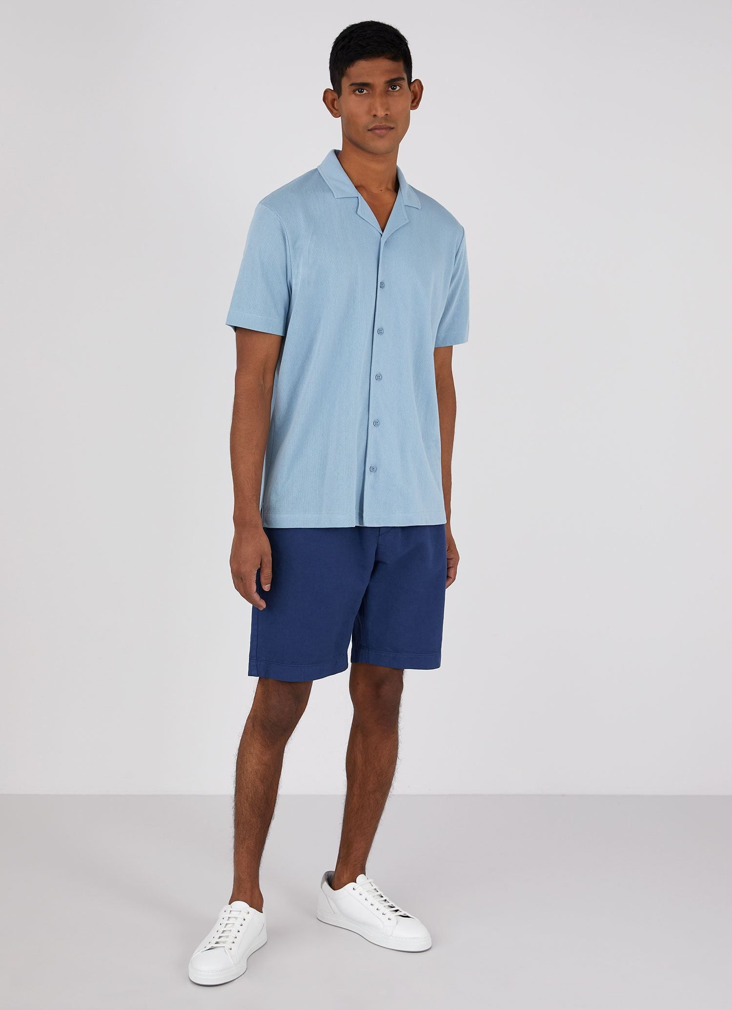 Men's Riviera Camp Collar Shirt in Blue Mist sold by Sunspel product image thumbnail 3