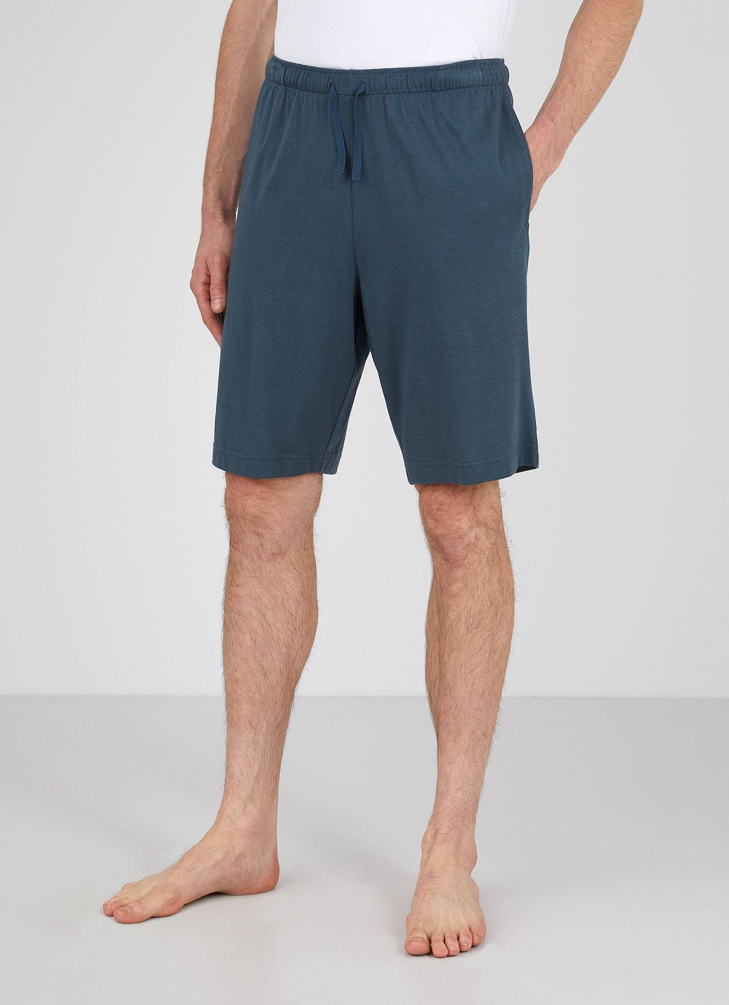 Men's Cotton Modal Lounge Shorts in Dark Petrol sold by Sunspel product image thumbnail 2