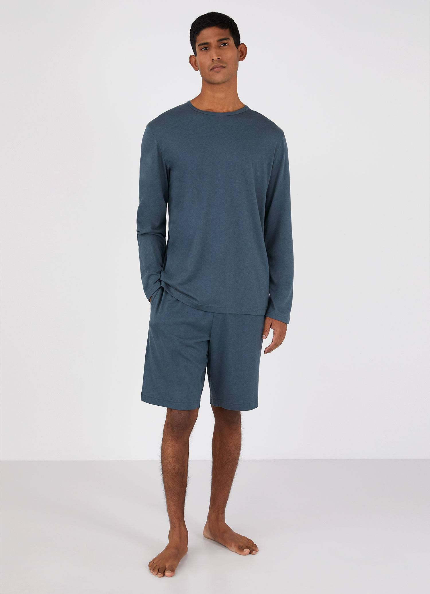 Men's Cotton Modal Lounge Shorts in Dark Petrol sold by Sunspel product image thumbnail 3