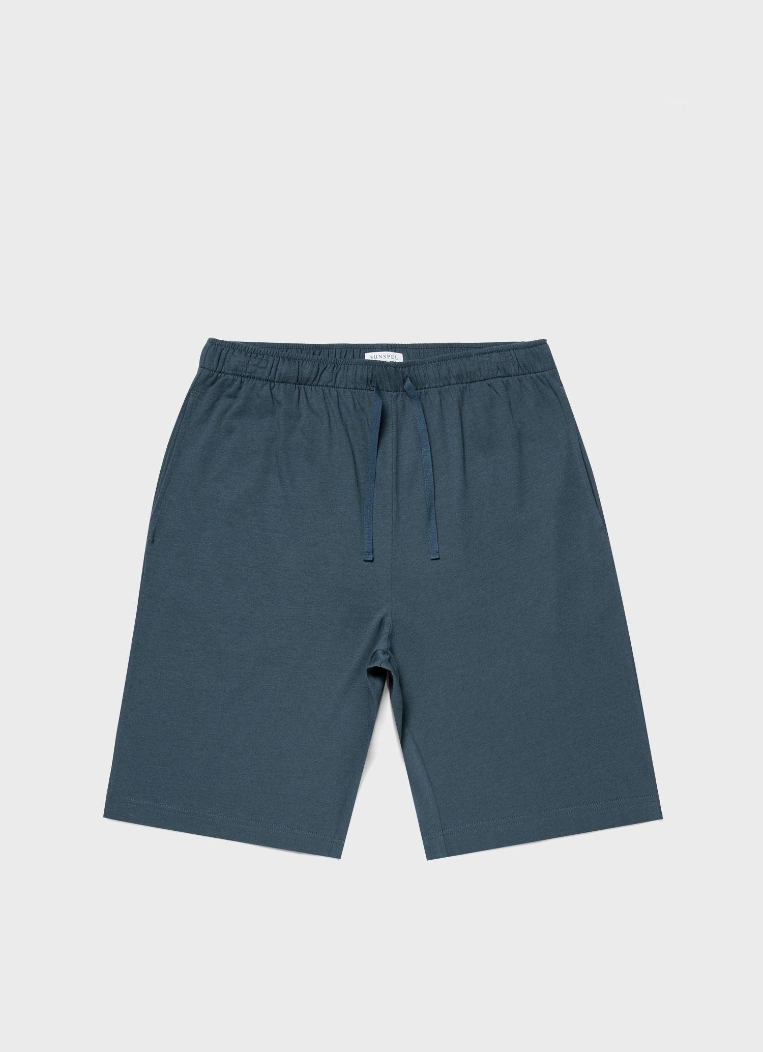 Men's Cotton Modal Lounge Shorts in Dark Petrol sold by Sunspel