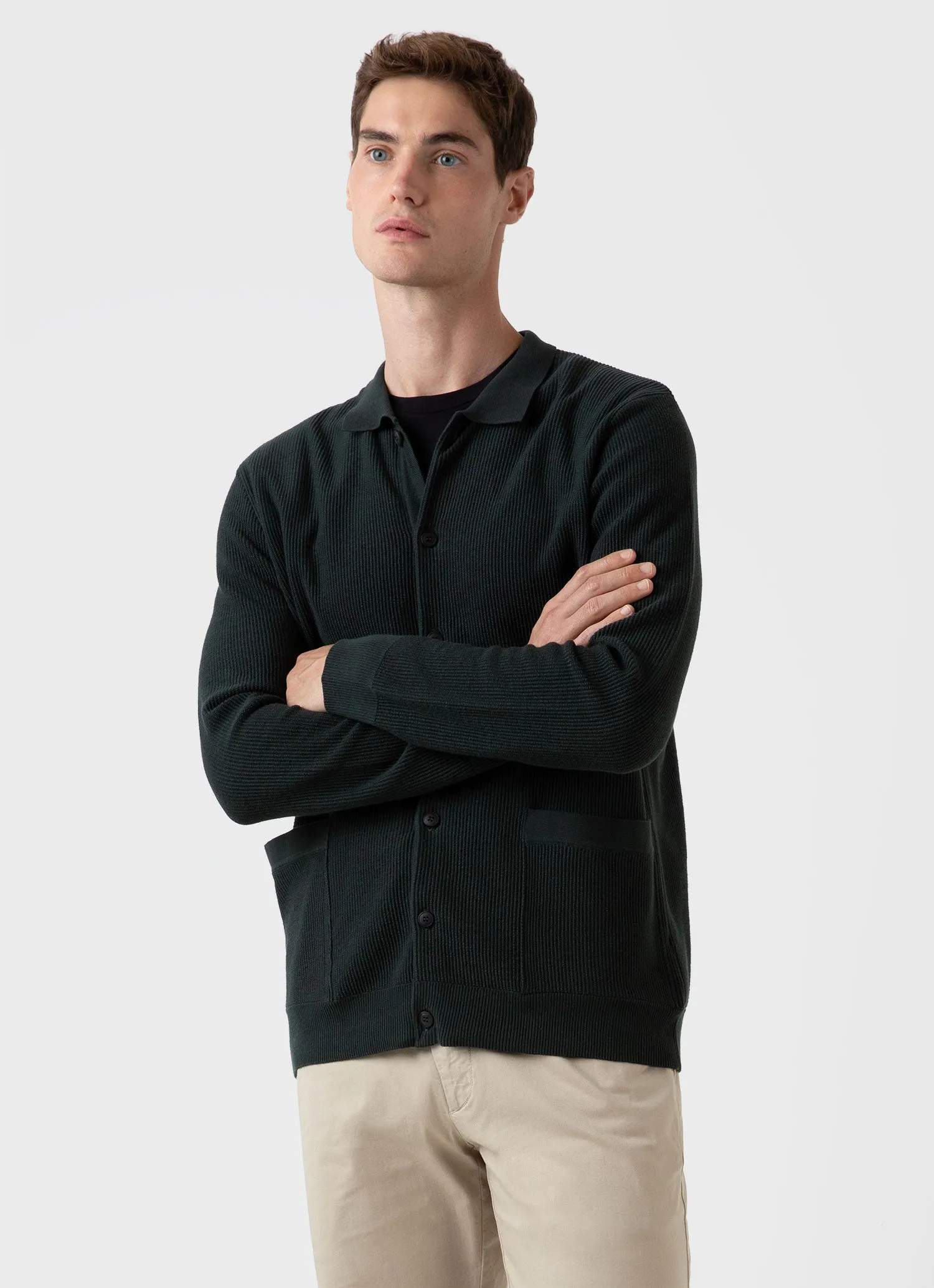 Men's Knitted Jacket in Seaweed sold by Sunspel product image thumbnail 2