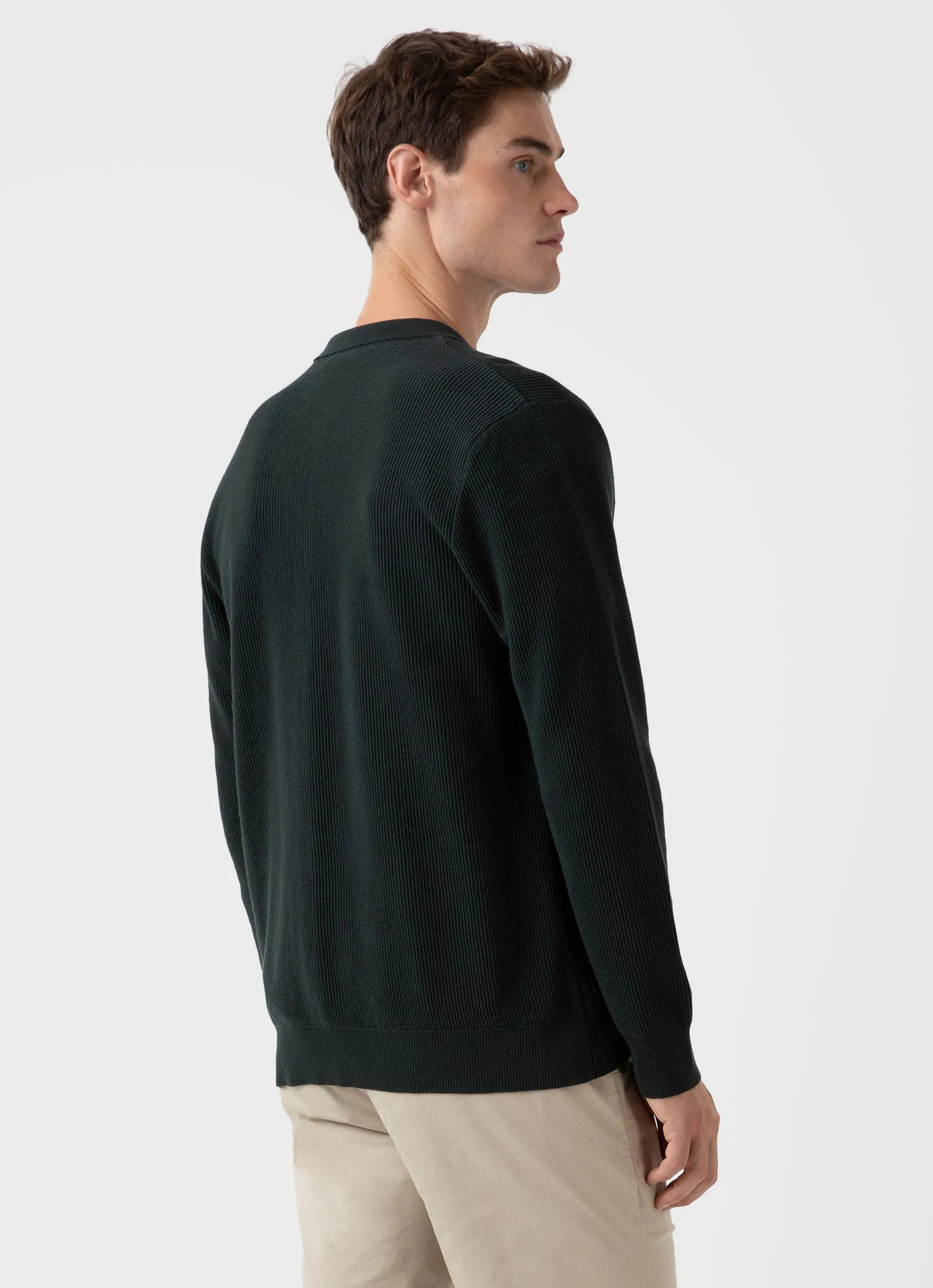 Men's Knitted Jacket in Seaweed sold by Sunspel product image thumbnail 4