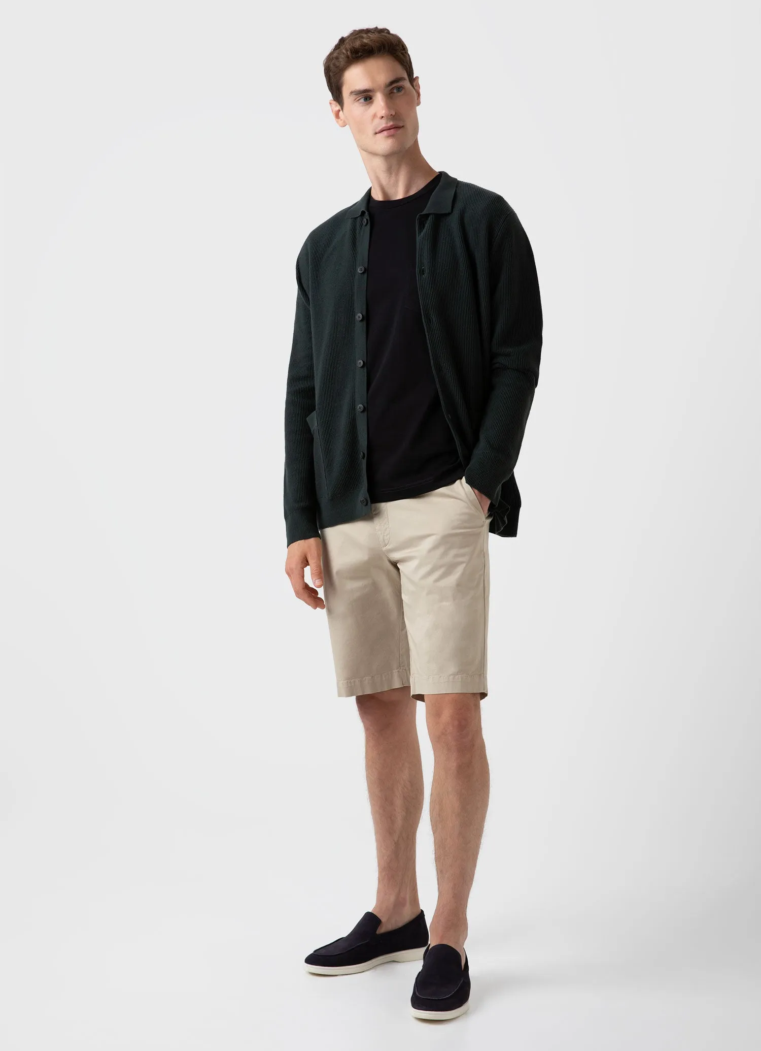 Men's Knitted Jacket in Seaweed sold by Sunspel product image thumbnail 3