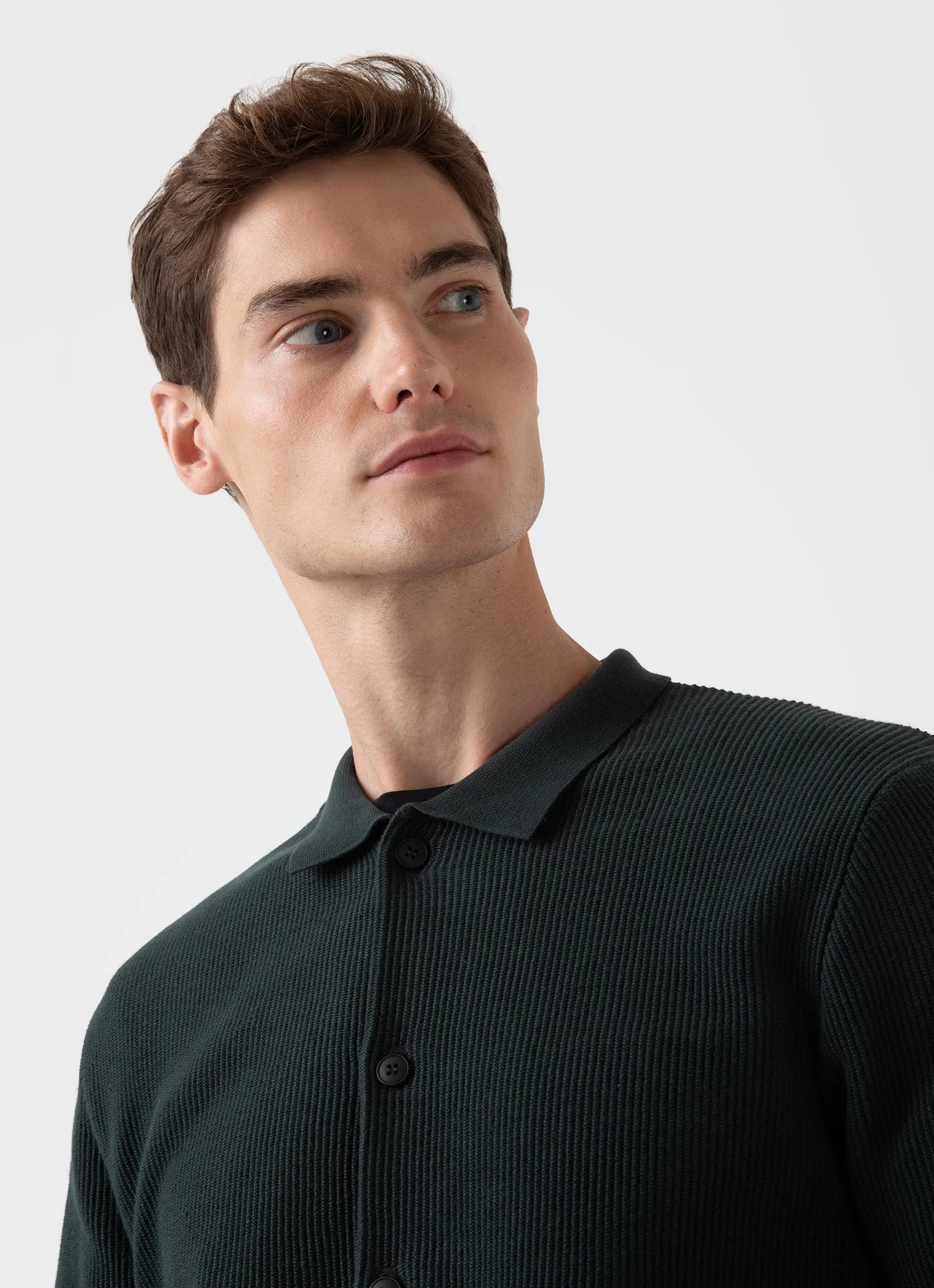 Men's Knitted Jacket in Seaweed sold by Sunspel product image thumbnail 5