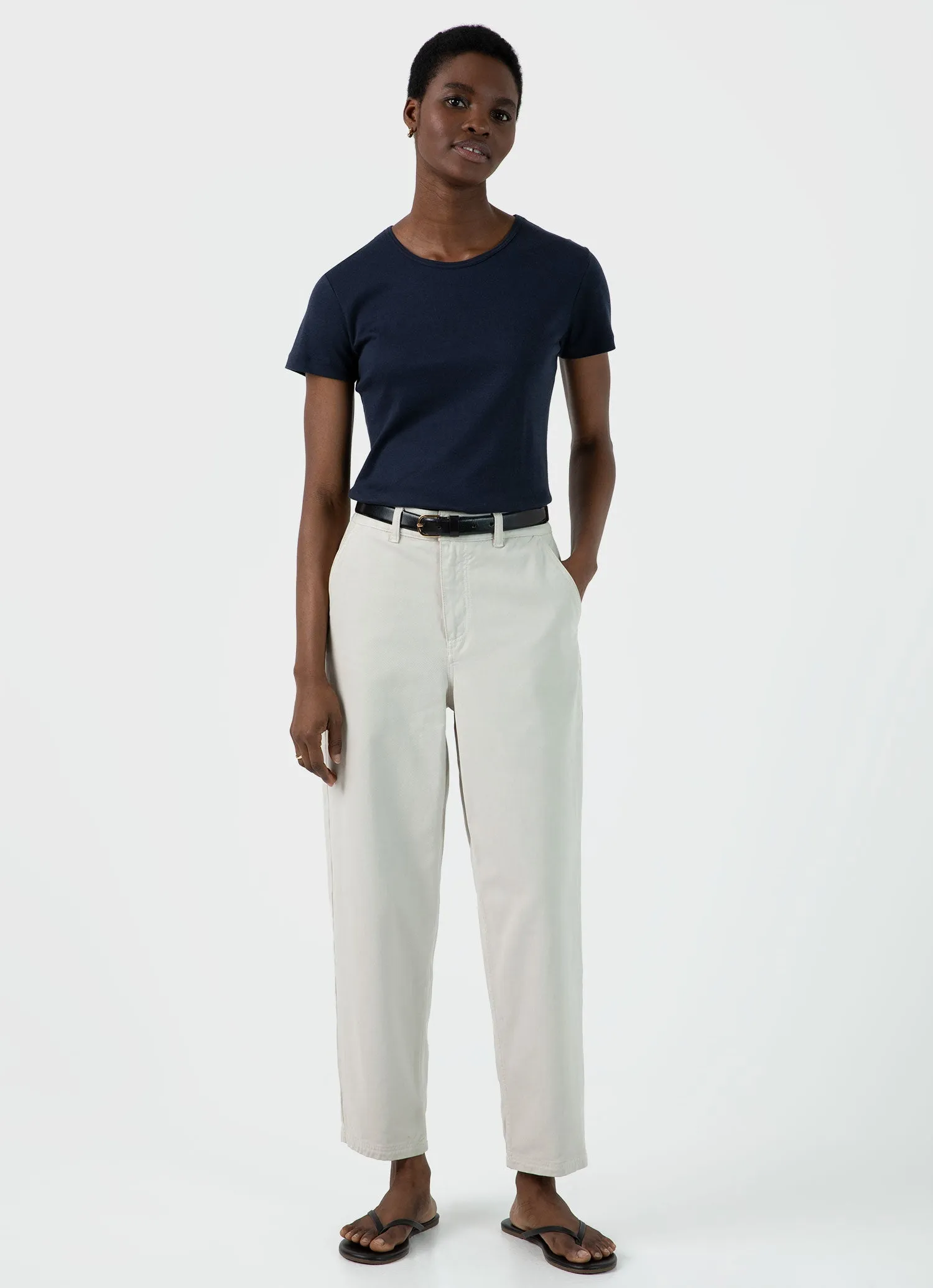 Women's Sea Island Cotton T-shirt in Navy sold by Sunspel product image thumbnail 3