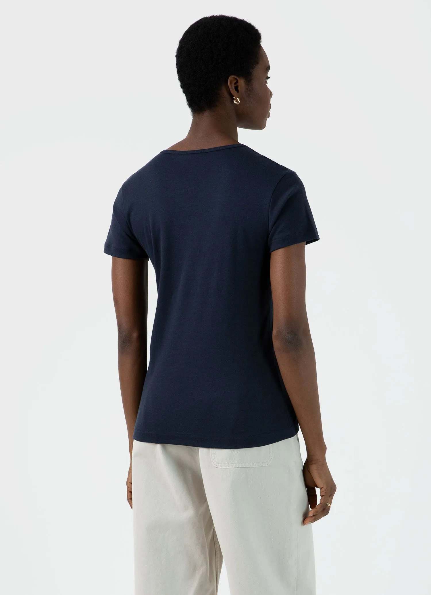 Women's Sea Island Cotton T-shirt in Navy sold by Sunspel product image thumbnail 4