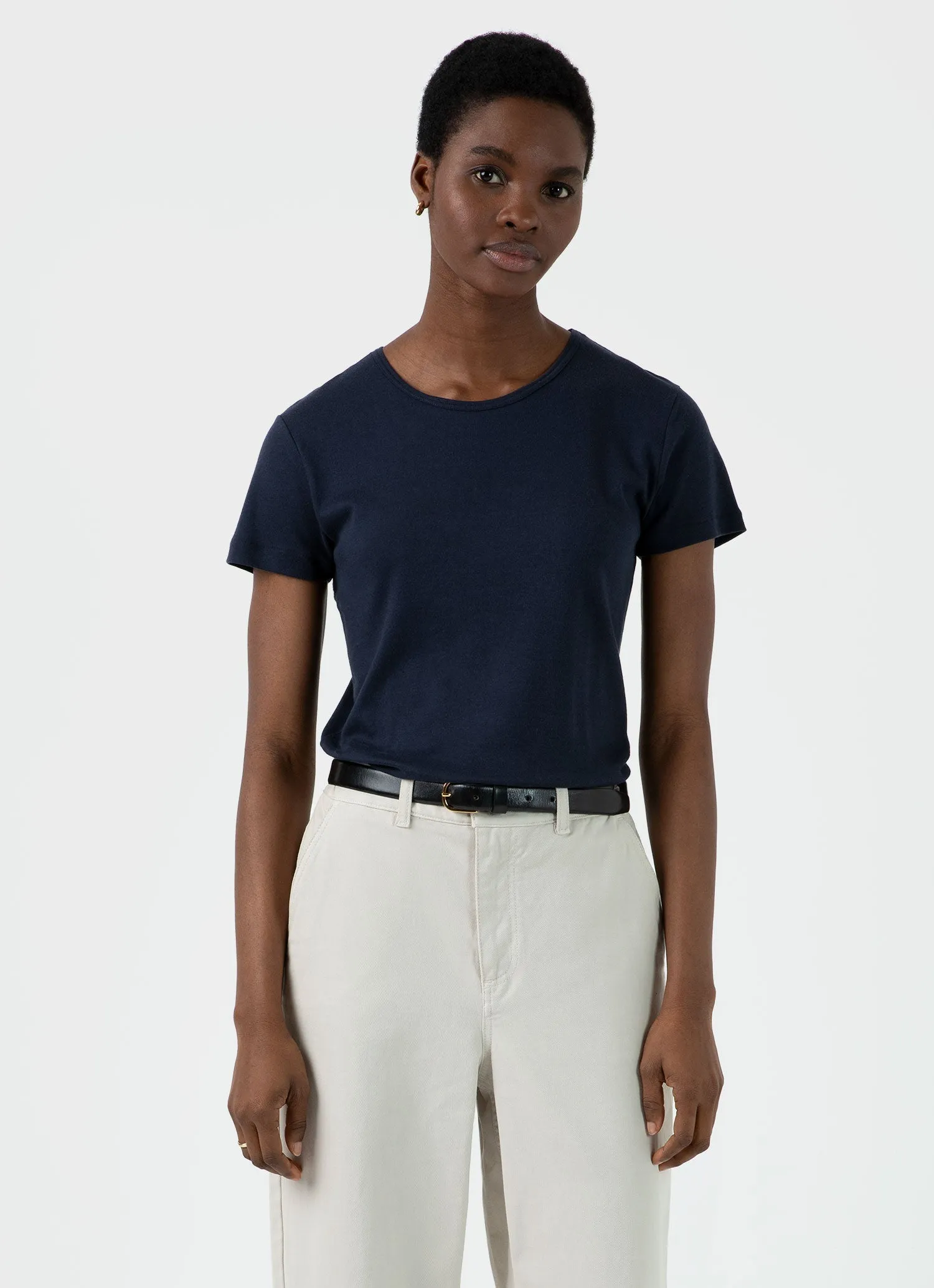 Women's Sea Island Cotton T-shirt in Navy sold by Sunspel product image thumbnail 2