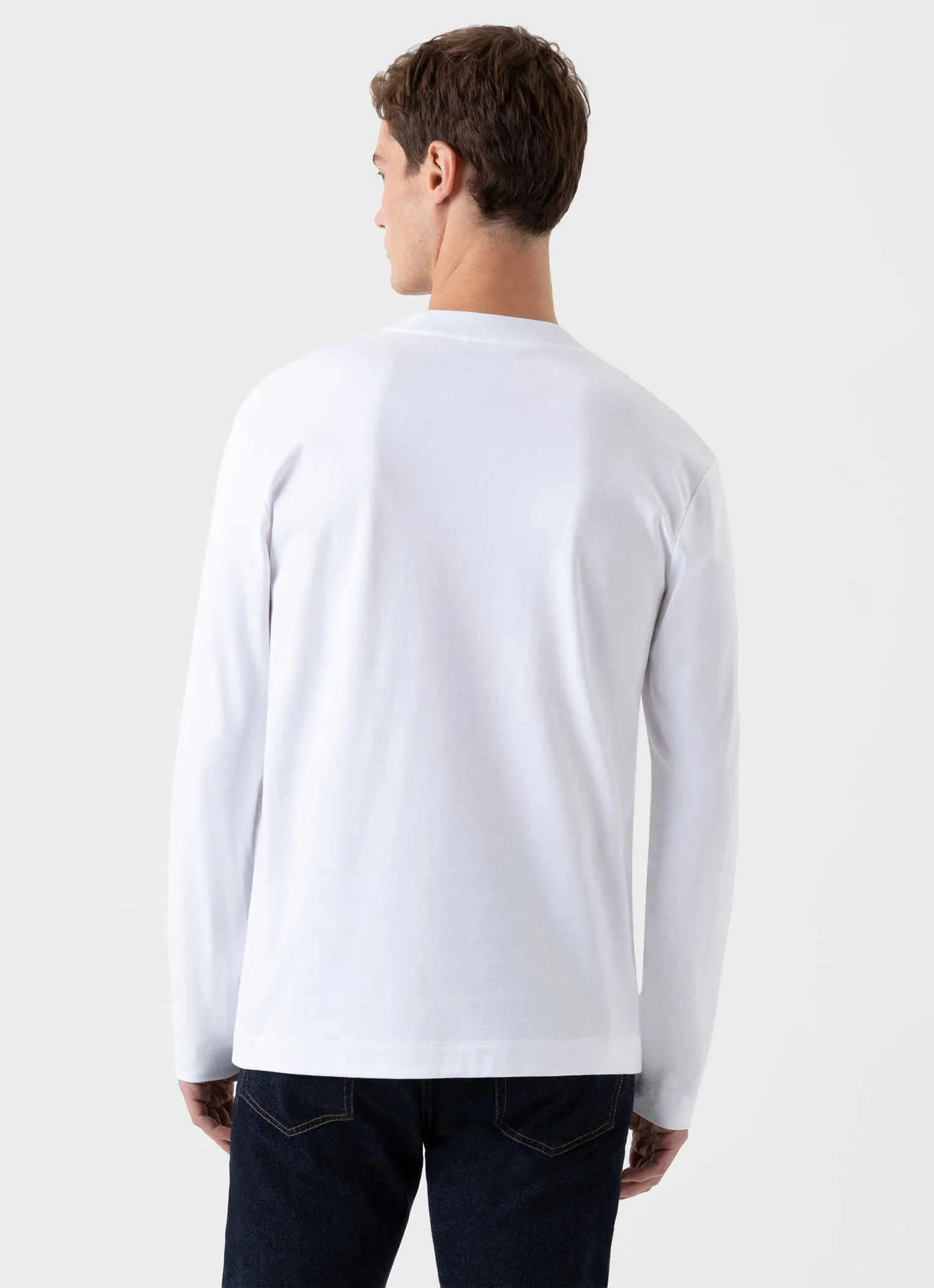 Men's Carbon Brushed Long Sleeve T-shirt in White sold by Sunspel product image thumbnail 5