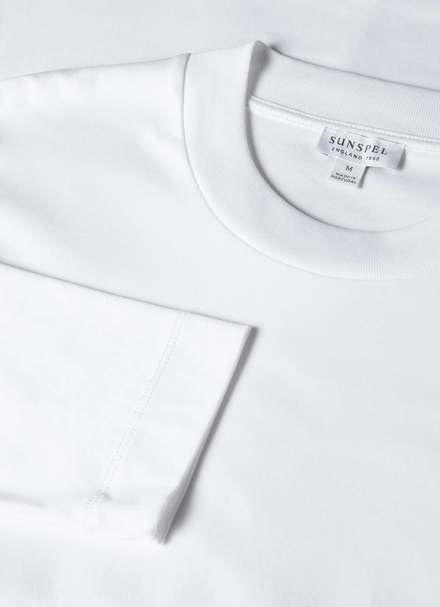 Men's Carbon Brushed Long Sleeve T-shirt in White sold by Sunspel product image thumbnail 4