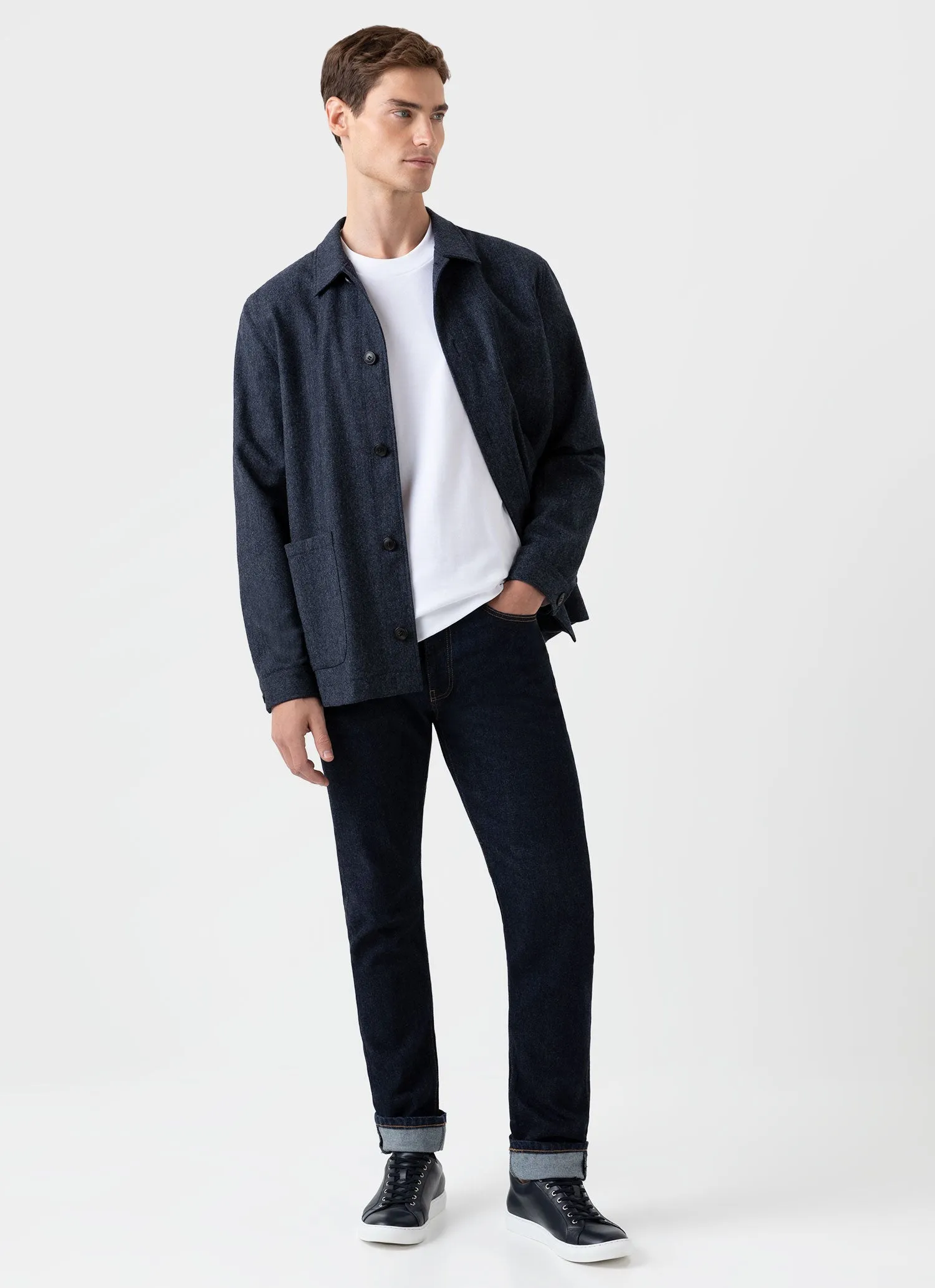 Men's Carbon Brushed Long Sleeve T-shirt in White sold by Sunspel product image thumbnail 3