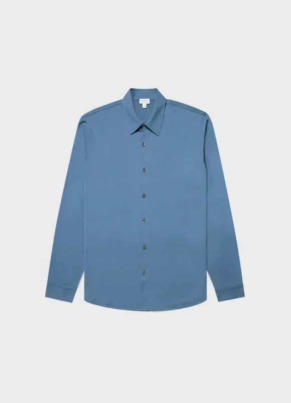Men's Jersey Shirt in Bluestone sold by Sunspel