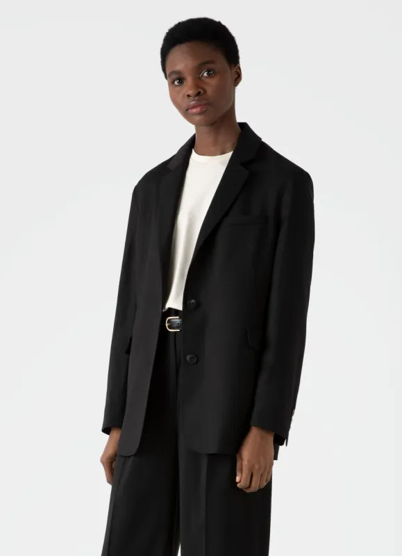 Women's Wool Blazer in Black sold by Sunspel