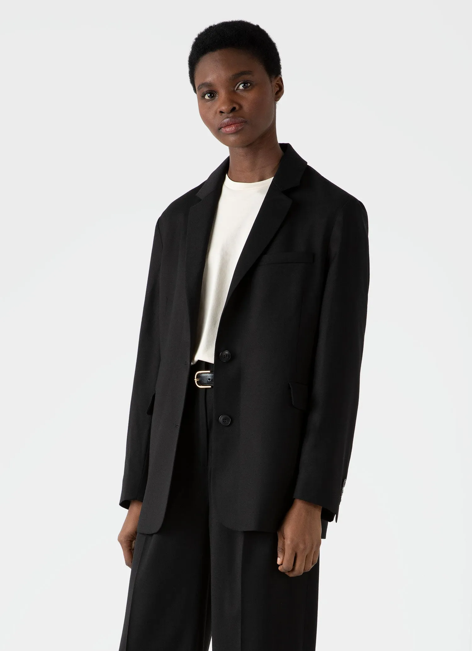 Women's Wool Blazer in Black sold by Sunspel
