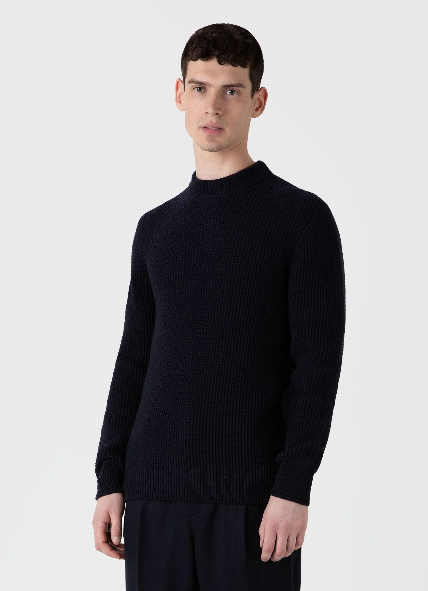 Men's Mariner Mock Neck Jumper in Light Navy sold by Sunspel product image thumbnail 2