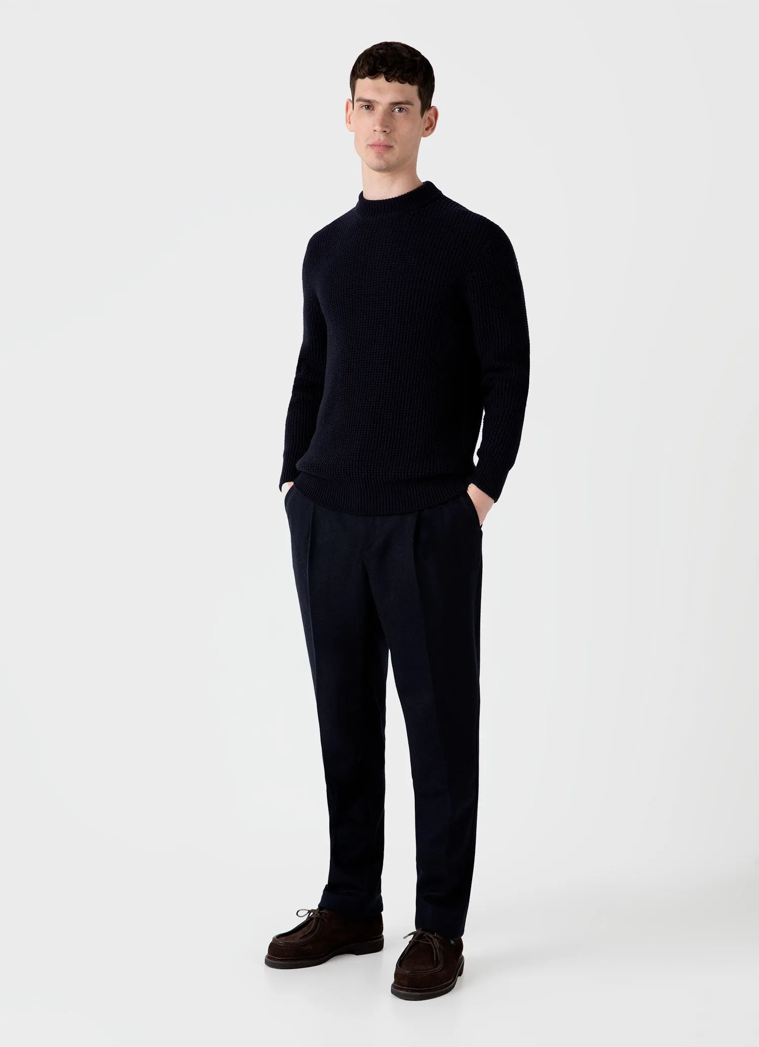 Men's Mariner Mock Neck Jumper in Light Navy sold by Sunspel product image thumbnail 3