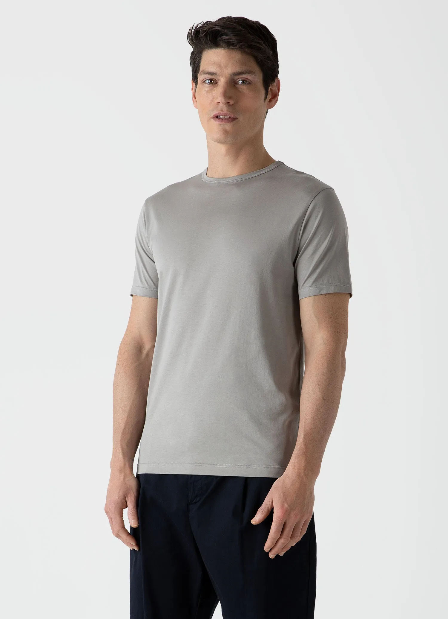 Men's Classic T-shirt in Mid Grey sold by Sunspel product image thumbnail 2