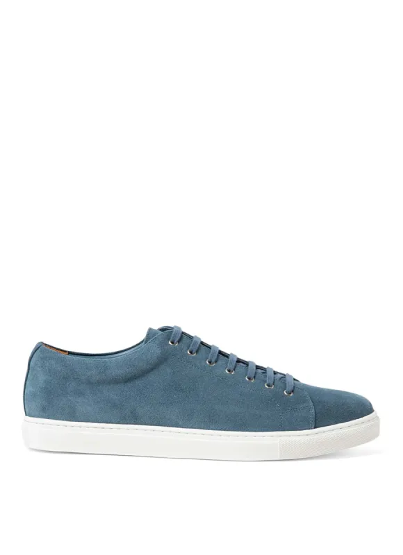 Men's Suede Tennis Shoes in Dark Petrol sold by Sunspel