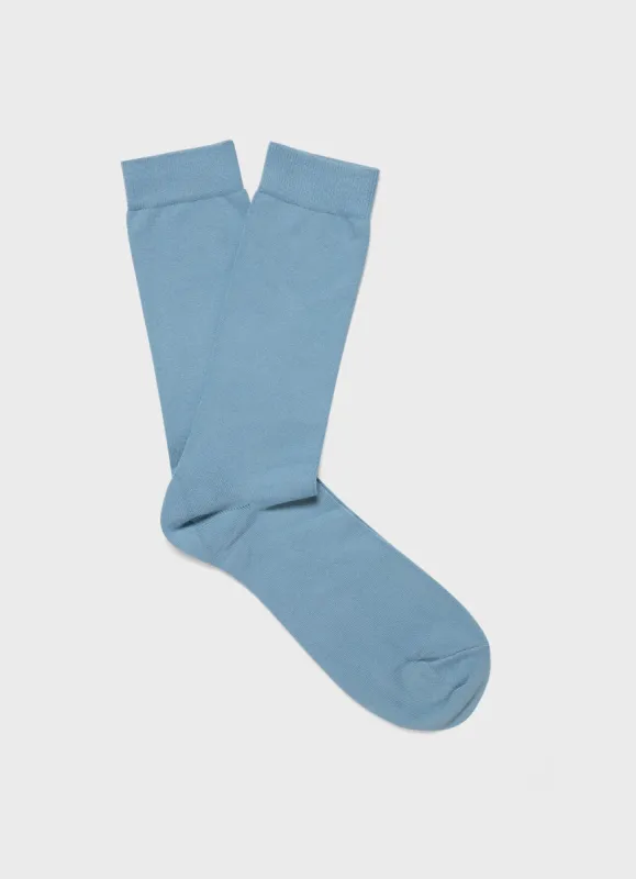 Men's Long Staple Cotton Socks in Storm Blue sold by Sunspel
