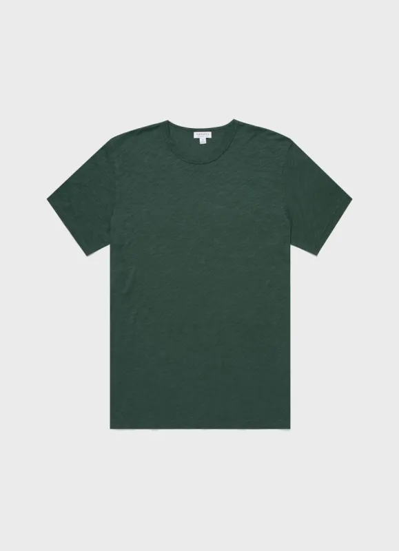 Men's Cotton Linen T-shirt in Deep Green sold by Sunspel