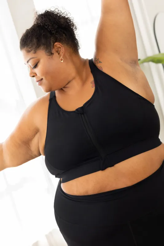 Zip Front Sports Bra - Black sold by Superfit Hero