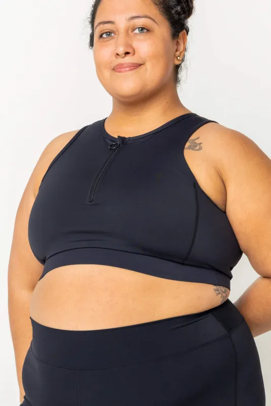 Half Zip Crop Bikini Top - Black sold by Superfit Hero