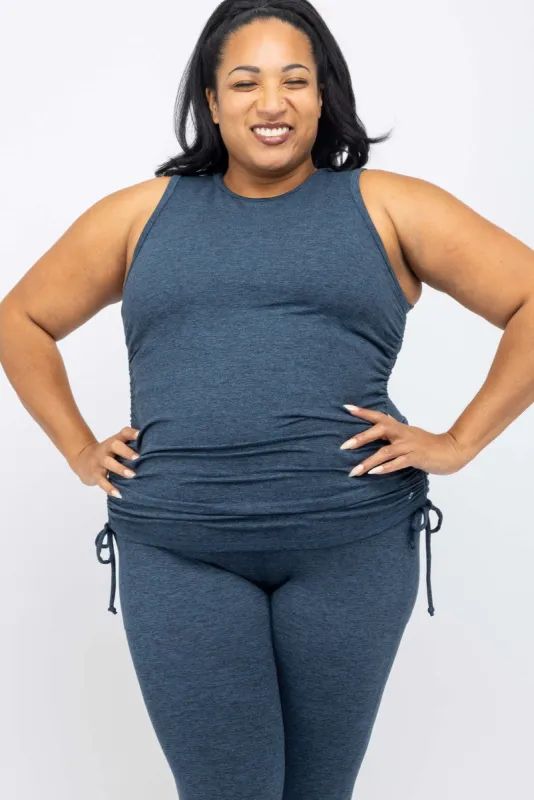 SuperSoft Cinch Tank - Heather Navy sold by Superfit Hero